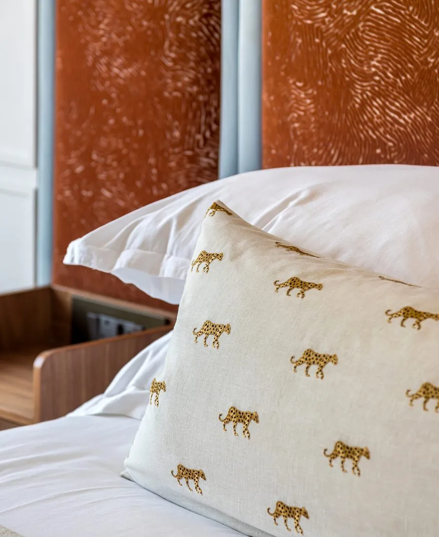 The linen on the bed
